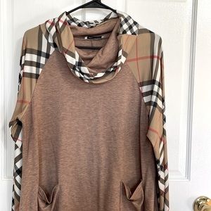 JCZHWQU Large Long Sleeve Shark Style Hem top with Pockets